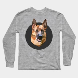 Shepherd Portrait Polygonal Dog Pet Puppy Edit Long Sleeve T-Shirt